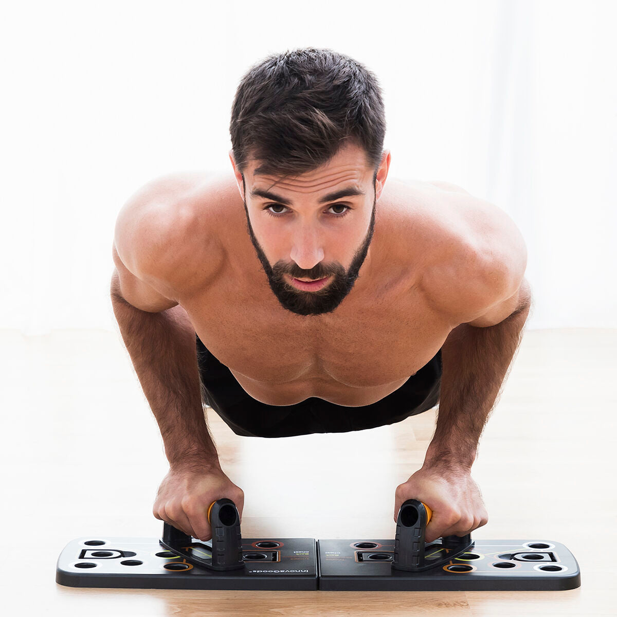 Push-Up Board with Resistance Bands and Exercise Guide Pulsher